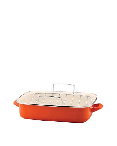 Rachael Ray Enamel on Steel Roaster with V-Shape Rack [Orange]