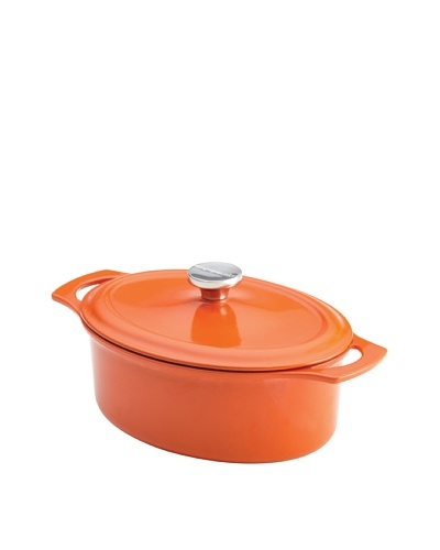 Rachael Ray Cast Iron Covered Oval Casserole, Orange, 3.5-Quart