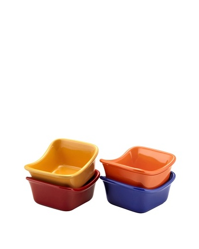 Rachael Ray Stoneware 3-Oz. Lil' Saucy Set of 4 Square Dipping Cups, Assorted