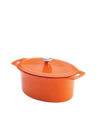 Rachael Ray Cast Iron Covered Oval Casserole, Orange, 6.5-Quart