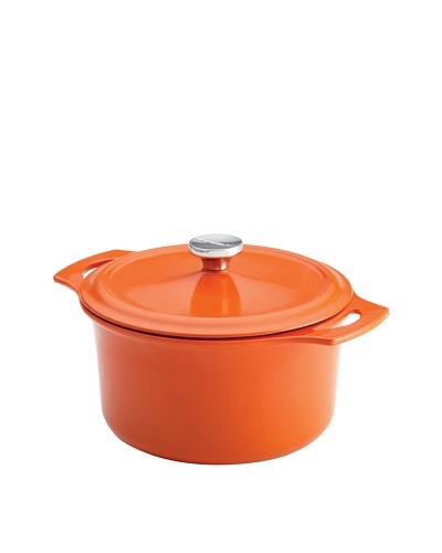 Rachael Ray Cast Iron 5-Quart Covered Round Casserole, Orange