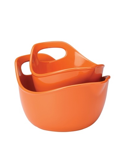 Rachael Ray Stoneware 1 Qt. & 2 Qt. Mixing Bowl Set [Orange]