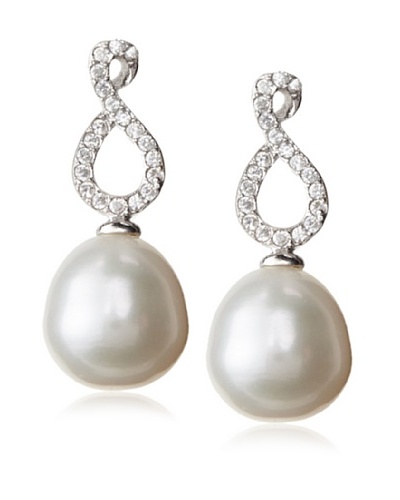 Radiance Pearl 9mm White Freshwater Cultured Pearl & Crystal Earrings