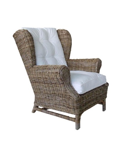 Rattan Living Wing Chair with Cushion, Brown/Kubu Gray