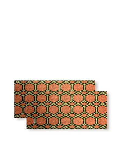 Raymond Waites Set of 2 Satu Coir Doormats, Coral