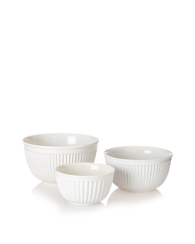Reco Römertopf Set of 3 Ribbed Bowls [White]