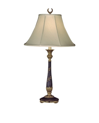 Remington Lamp Tole Décor Candlestick Lamp, Antique Brass