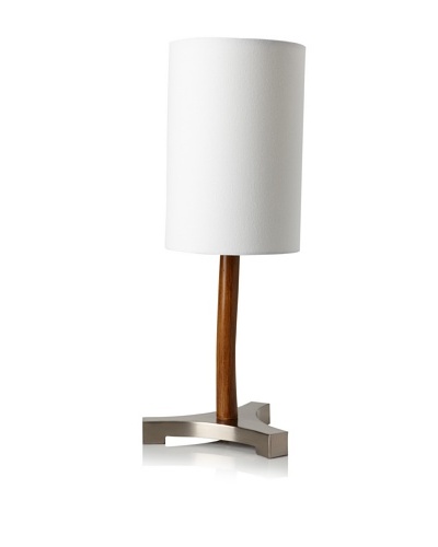 Ren-Wil Curved Wood Lamp, Brown/Silver/White