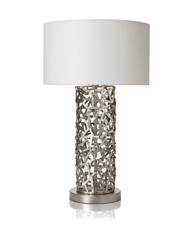 Ren-Wil Silver Mesh Lamp, Silver/White