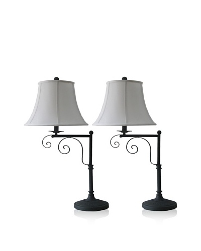 Murray Feiss Set of 2 Textured Table Lamps, Black