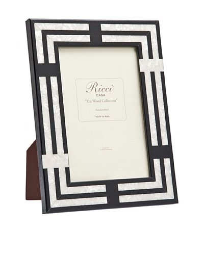 Ricci Cornelia Inlaid Wood with Mother of Pearl Specks Photo Frame, Black, 4 x 6