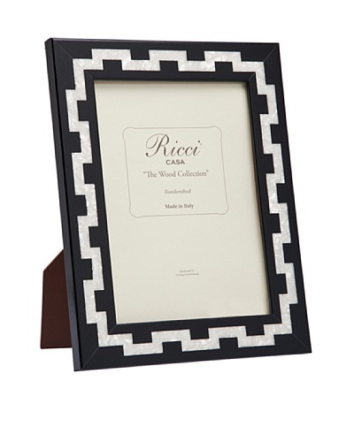 Ricci Katherine Handcrafted Mother of Pearl Photo Frame Black/Ivory, 4 x 6