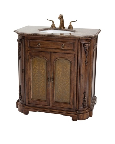 River Road Collection Camille Etched Sink Chest, Rich Mahogany/Dark EmperadorAs You See