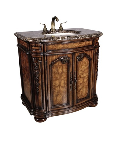 River Road Collection Trenton Sink Chest, Mahogany/Dark Emperador