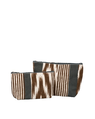 RockFlowerPaper Ikat Stripe Java Zip Bags (Set of 2)