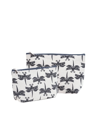 RockFlowerPaper Dragonfly Grey Zip Bags (Set of 2)