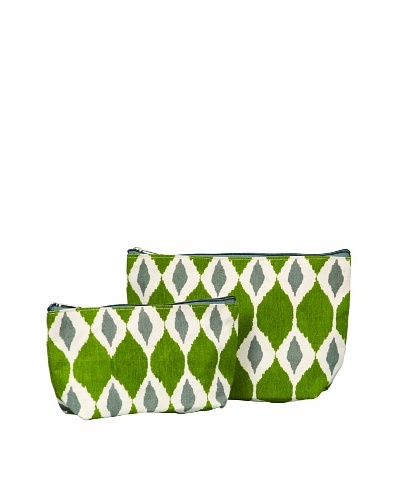 RockFlowerPaper Jai Ikat Olive Zip Bags (Set of 2)