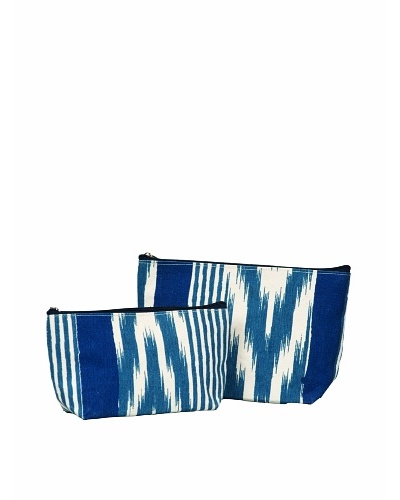 RockFlowerPaper Ikat Stripe Navy Zip Bags (Set of 2)