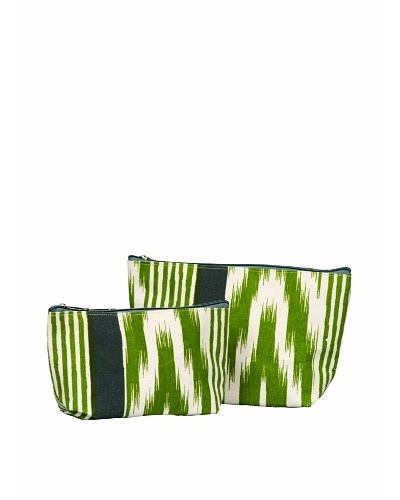 RockFlowerPaper Ikat Stripe Olive Zip Bags (Set of 2)