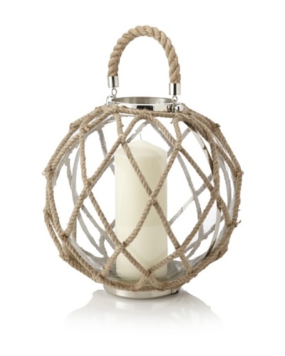 Rojo 16 Globe Lantern with Rope [Stainless Steel/Beige]