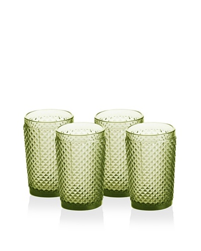 Rosanna Set of 4 Pressed Glass 10-Oz. Highballs, Olive