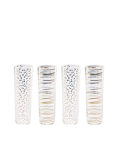 Rosanna Set of 4 Assorted Luxe Moderne 8-Oz. Flutes