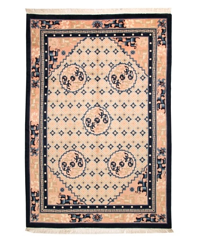 Roubini Chinese Antique Finish Rug, Cream/Peach/Navy, 6′ 2″ x 9′