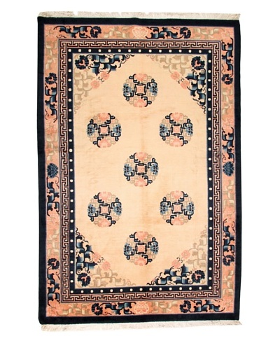 Roubini Chinese Wool Rug With Antique Finish, Peach/Navy, 9′ 2″ x 6’As You See