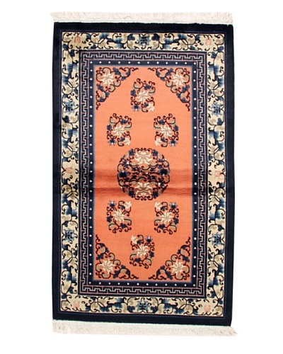 Roubini Chinese Antique Finish Rug, Peach/ Navy, 3′ 2″ x 5′ 2″