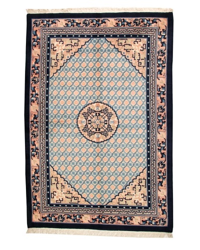 Roubini Chinese Antique Finish Rug, Peach/Navy, 6′ 3″ x 9′ 2″