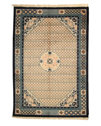 Roubini Chinese Antique Finish Rug, Cream/Navy, 6′ x 9′ 2″ 2″