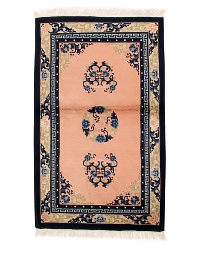 Roubini Antique Finish Chinese Rug, Light Pink/Cream/Navy, 5′ 2″ x 3′ 2″