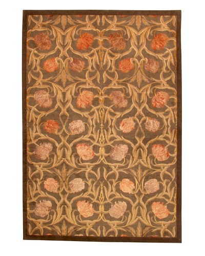 Roubini Tibetani Tibetan Yak Spun Wool & Silk Luxury Rug, Brown, 5′ 5″ x 8′