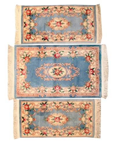 Roubini Set of 3 Chinese Hand-Knotted Rugs, Multi