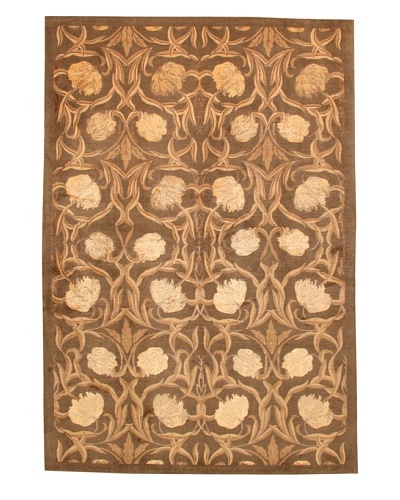 Roubini Tibetani Tibetan Yak Spun Wool & Silk Luxury Rug, Brown Multi, 5′ 5″ x 8′