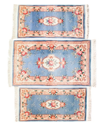 Roubini Set of 3 Chinese Hand-Knotted Rugs, Multi