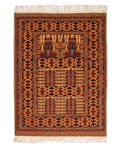 Roubini Afghan Fine Wool Rug With Silk Fringe, Multi, 5′ 9″ x 4′ 4″