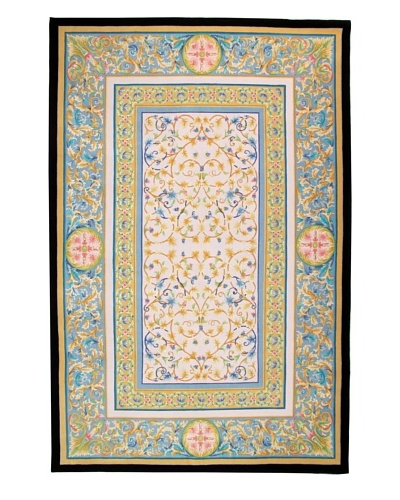 Roubini Italian Garden Hand Knotted Wool & Silk Rug, Multi, 6′ 7″ x 9′ 10″