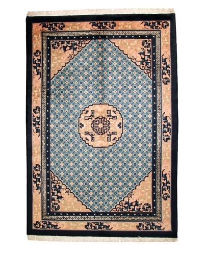 Roubini Antique Finish Chinese Rug, Blue/Cream, 9′ 2″ x 6′ 2″