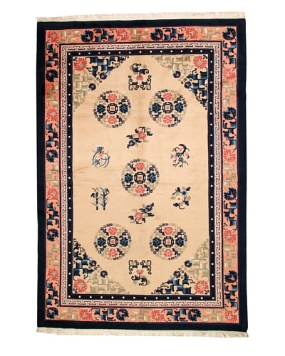 Roubini Antique Finish Chinese Rug, Peach/Navy, 9' x 6'