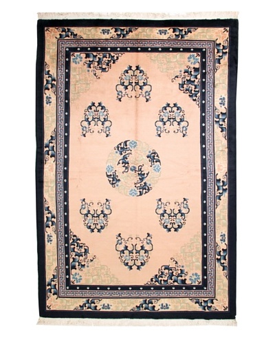 Roubini Chinese Antique Finish Rug, Light Pink/Cream/Navy, 6′ x 9′ 2″