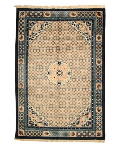 Roubini Antique Finish Chinese Rug, Cream/Navy, 9′ 2″ x 6′ 2″