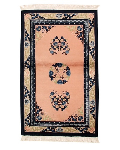 Roubini Chinese Antique Finish Rug, Light Pink/Cream/Navy, 3′ 2″ x 5′ 2″