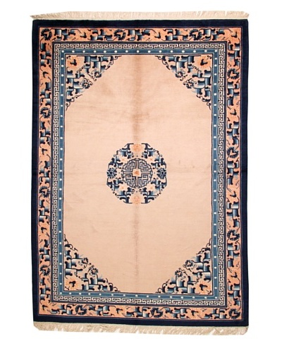 Roubini Chinese Antique Finish Rug, Peach/Navy, 5′ 8″ x 8′ 2″