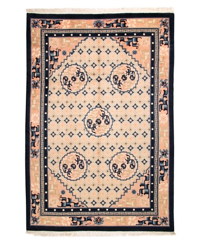 Roubini Antique Finish Chinese Rug, Cream/Peach/Navy, 9' x 6' 2