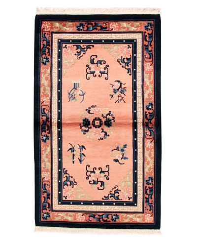 Roubini Antique Finish Chinese Rug, Pink/Salmon/Navy, 5′ 2″ x 3′ 2″