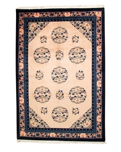 Roubini Antique Finish Chinese Rug, Peach/Navy, 9′ 2″ x 6′ 2″