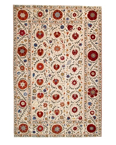 Roubini Suzani 4-Hand Knotted Wool & Silk Rug, Multi, 6′ x 9′