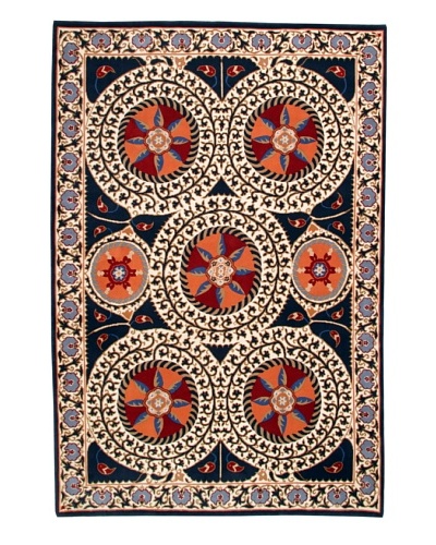 Roubini Suzani One Hand Knotted Wool Rug, Multi, 6′ x 9′