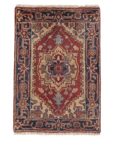 Rug Republic One Of A Kind Indo-Serapi Hand Knotted Rug, Antique Red/Multi, 2′ 3″ x 3′ 2″As You See